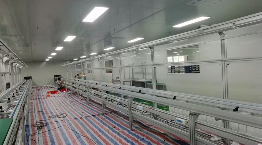 双层倍速链装配流水线组装案例