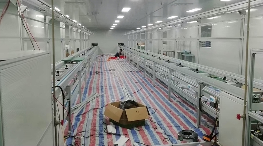 双层倍速链装配流水线组装案例